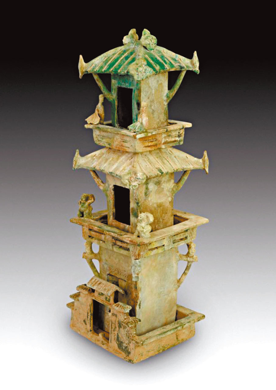 ◆綠釉三層陶樓閣