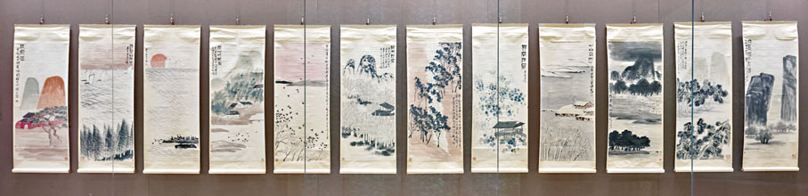 ◆《四季山水屏》是齊白石自「衰年變法」後極為罕見的山水巨製。    向芸  攝