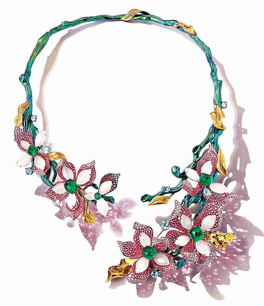 ◆玉蘭花頸鏈及耳環系列