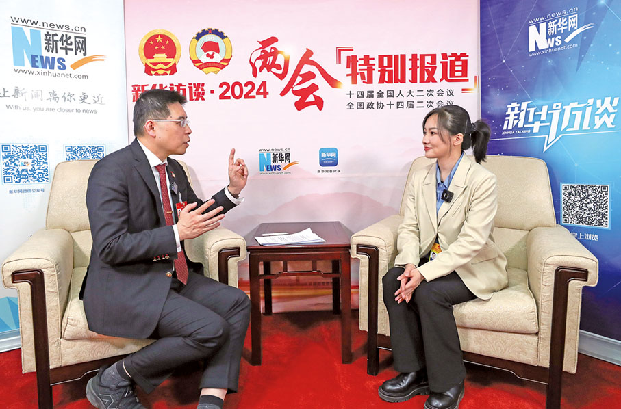 ◆3月5日，莊紫祥委員接受新華網2024兩會「特別報道」專訪。 新華網記者 王翰林 攝