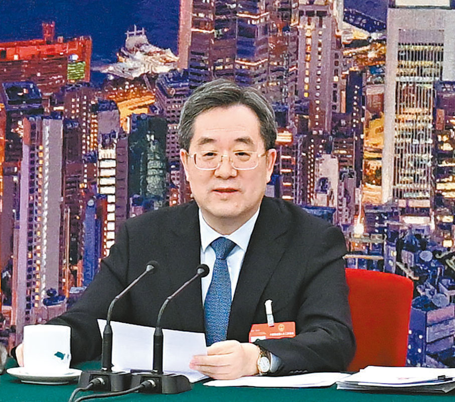 ◆丁薛祥昨日參加香港代表團審議。