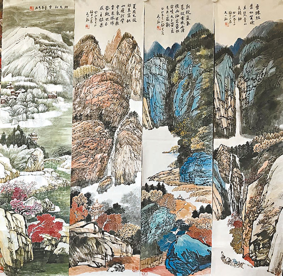 ◆《春夏秋冬》四屏 138cm×34cm×4