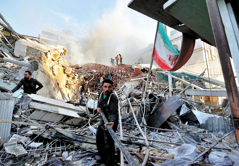 ◆伊朗駐敘利亞大使館附屬領事館大樓被炸至夷為平地。 美聯社