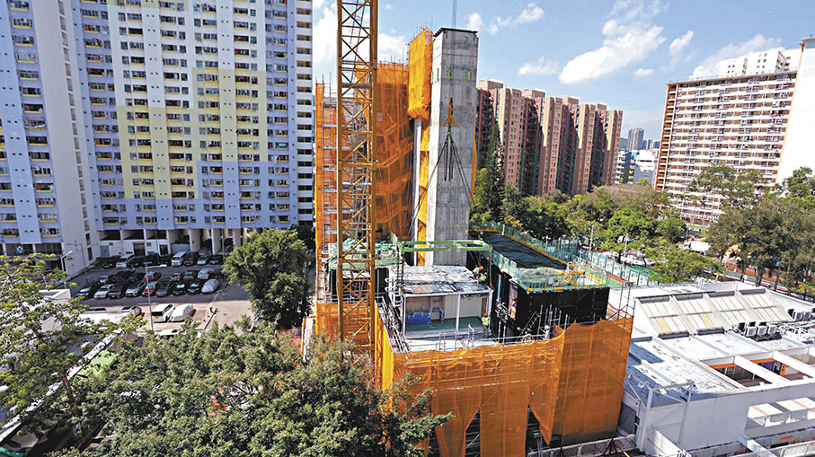 ◆房協於沙田乙明邨以「組裝合成」建築法興建的長者住屋項目。