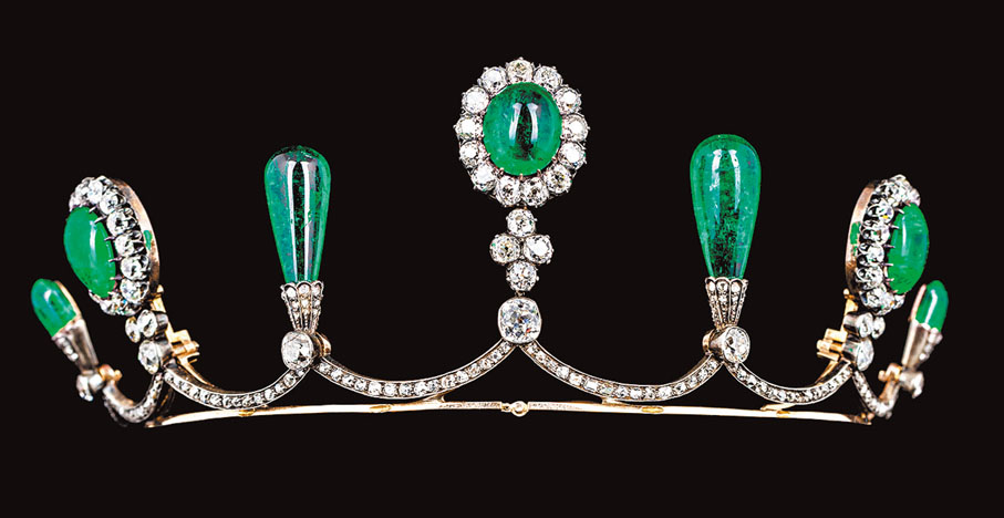 ◆祖母綠冠冕（約1880年，V MUSE珍藏）來自19世紀的德國皇室。