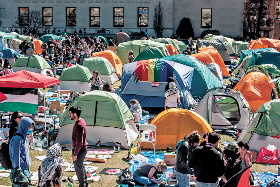 ◆哥大限學生抗議營地48小時內清拆。法新社