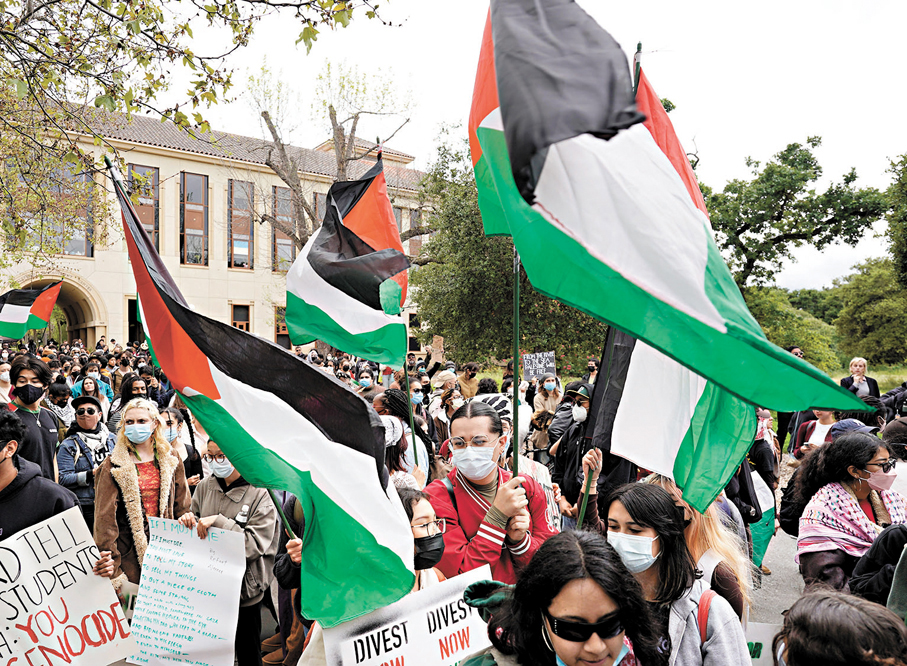 ◆連日來，數所知名美國高等學府爆發示威，要求加沙地帶永久停火、美國停止軍事援助以色列。 新華社