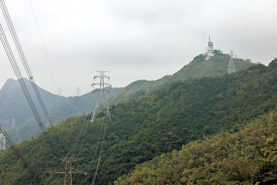 ◆中電的供電系統逾30%為暴露於戶外的架空電纜。圖為飛鵝山架空電纜。 資料圖片