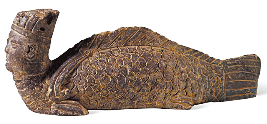 ◆南唐  人首魚身陶俑