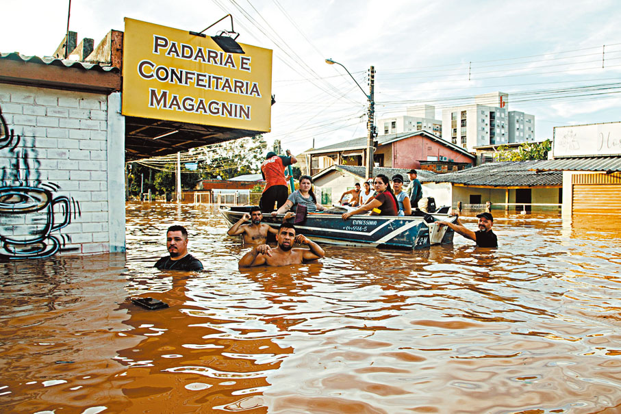 ◆巴西南里奧格蘭德州洪災肆虐。 新華社