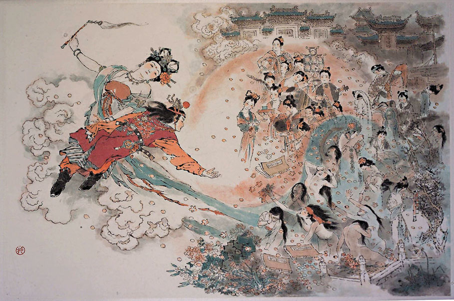 ◆畫家戴敦邦的《紅樓夢》人物畫作。資料圖片