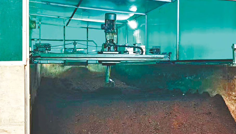 ◆自動堆肥攪拌機可批量處理廚餘。