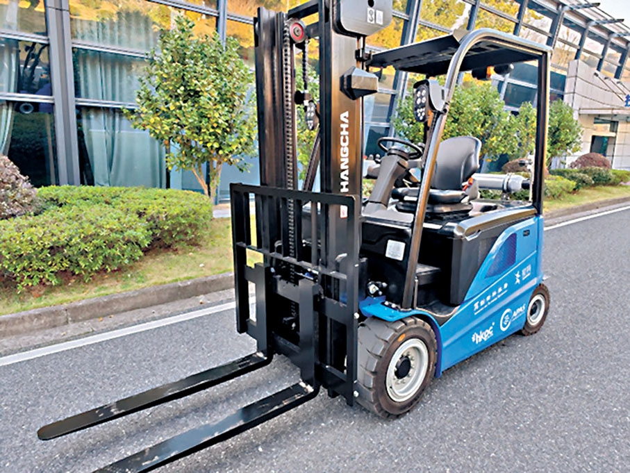 ◆配備氫燃料電池混合動力系統的叉車。汽車科技研發中心圖片