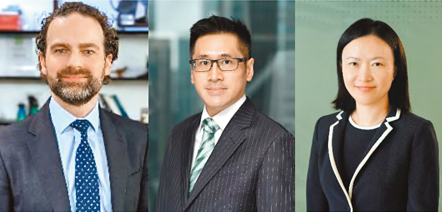 ◆左起：滙豐投資管理環球首席策略師 Joseph Little、亞洲固定收益投資主管兼董事總經理梅立中和中國及亞洲專項股票主管沈昱。