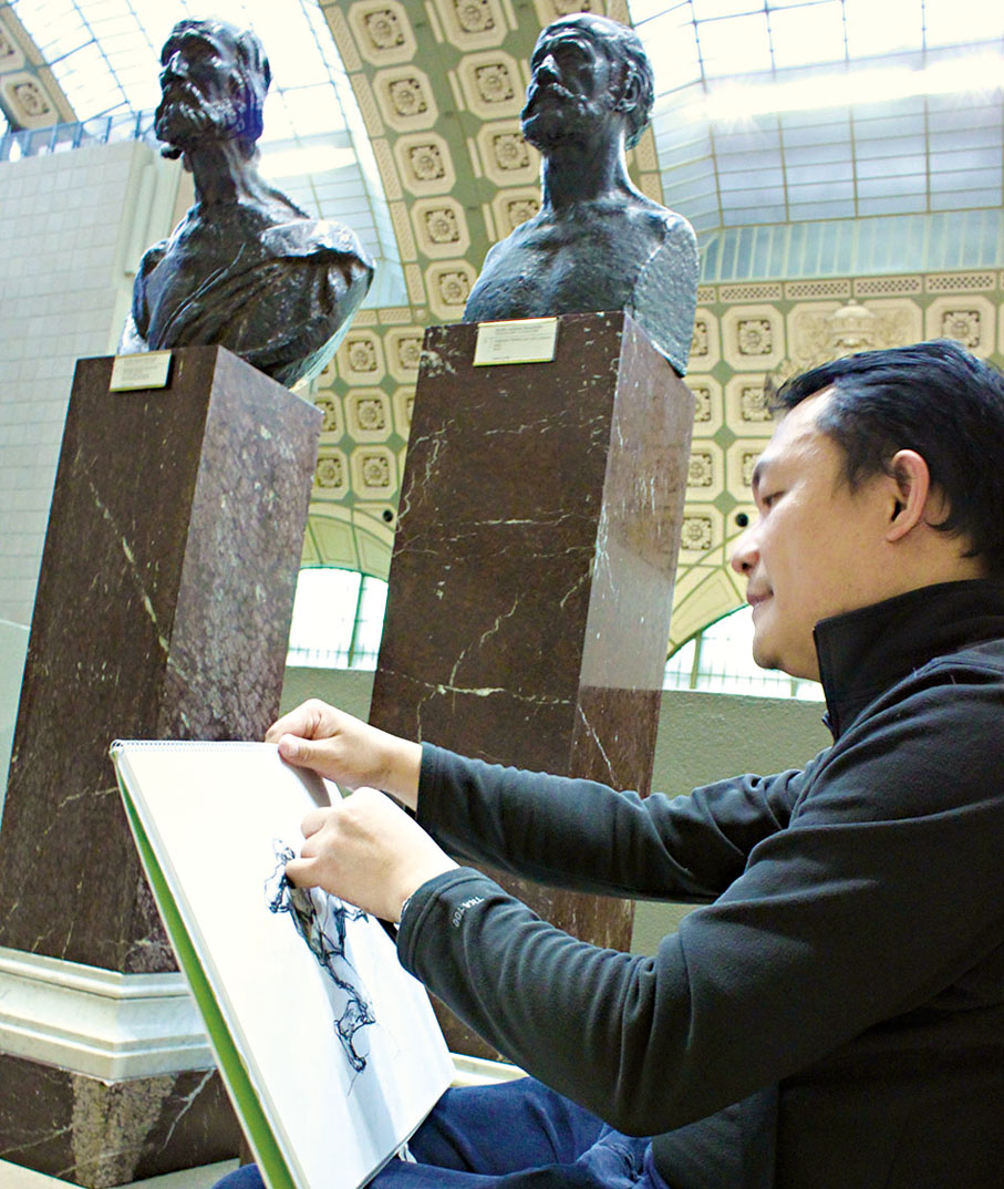 ◆黃永暢在外寫生。