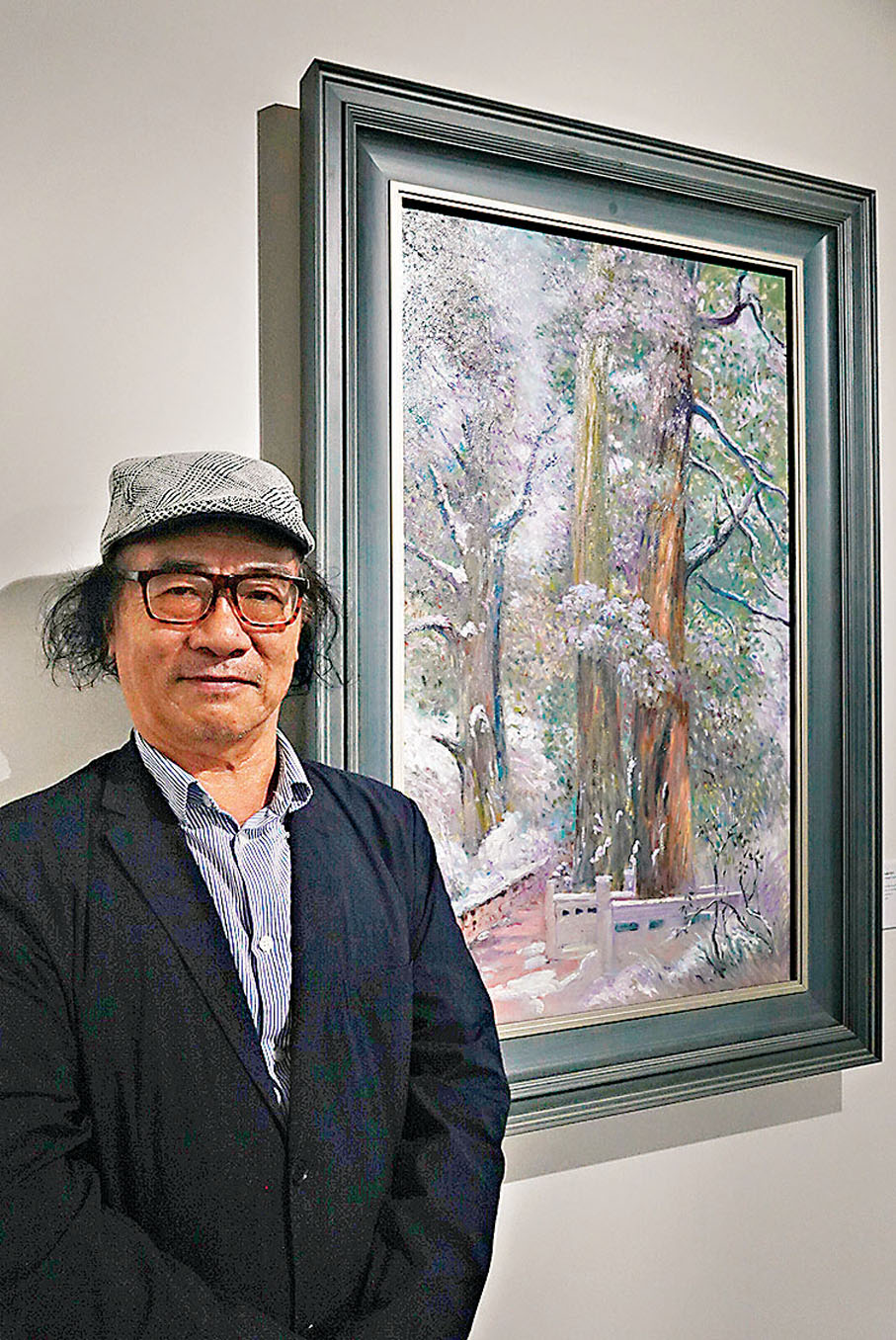 ◆林鳴崗作品描繪雪後翠雲廊柏樹群。