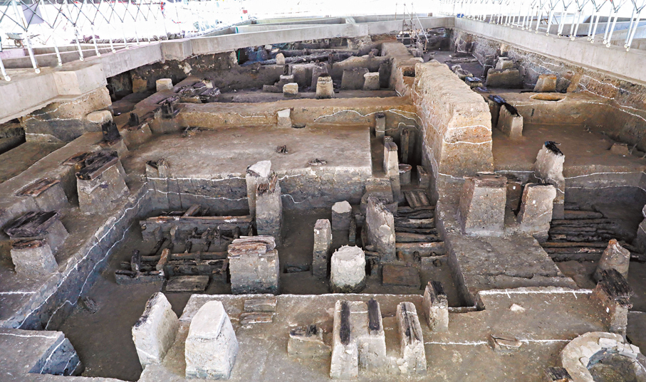 ◆紹興稽中遺址戰國與漢代建築基址。