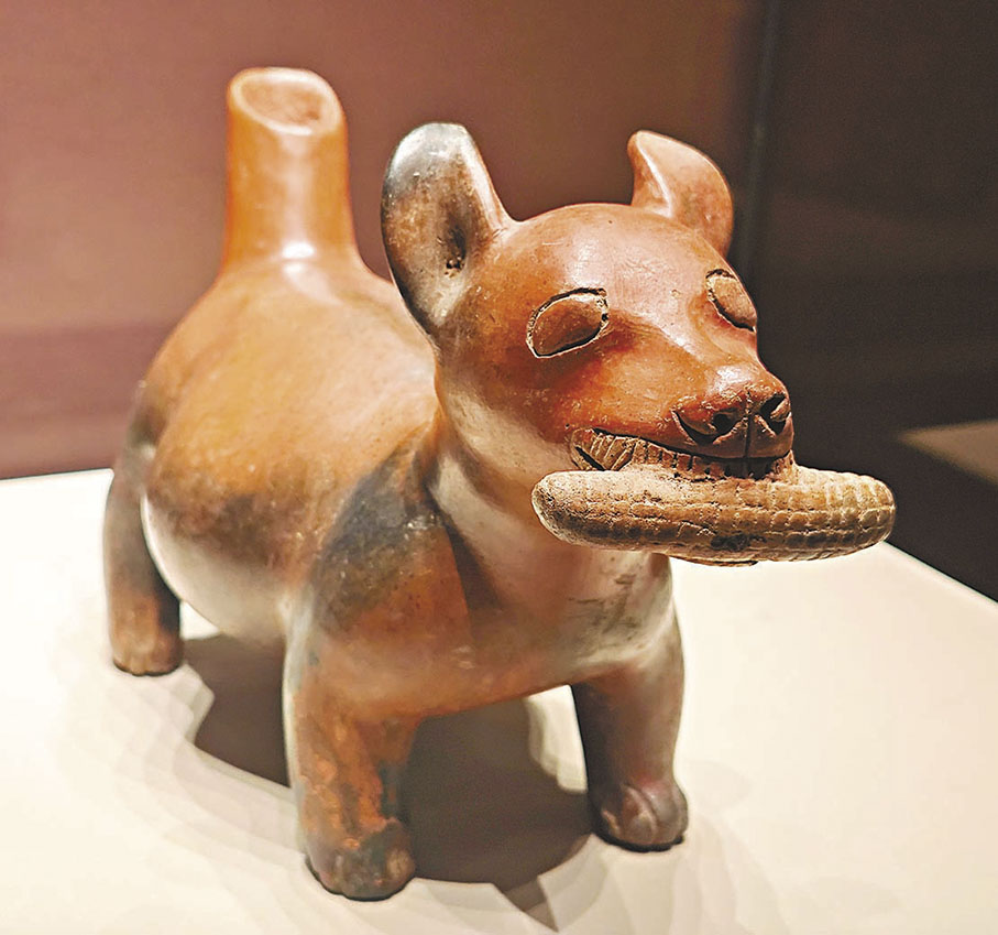 ◆叼着玉米的陶狗（公元400-650年，科利馬文化）