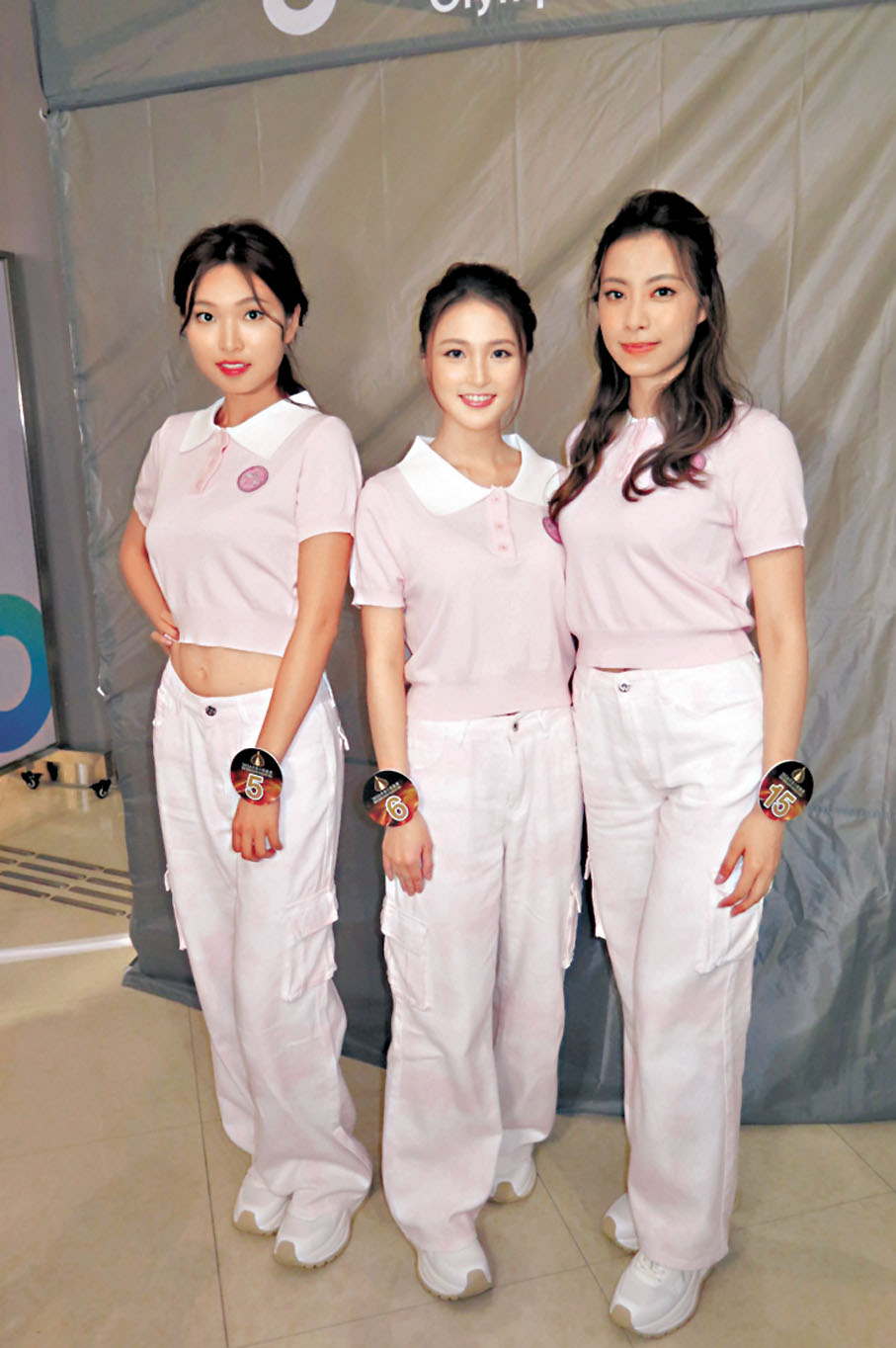 ◆左起：莊曉婷、李曼思及俞可程從內蒙古拍外景回來便投入宣傳奧運。