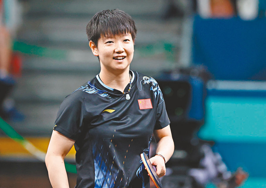 ◆ 8月2日，孫穎莎在比賽中。 新華社