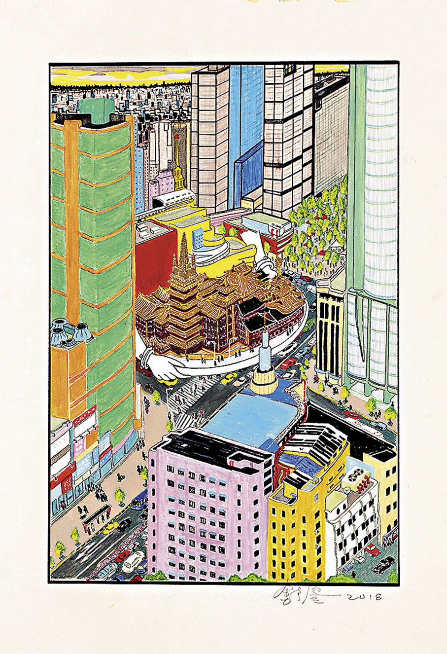 ◆金宇澄《靜安寺》， 2018年，紙本丙烯，43 × 29cm