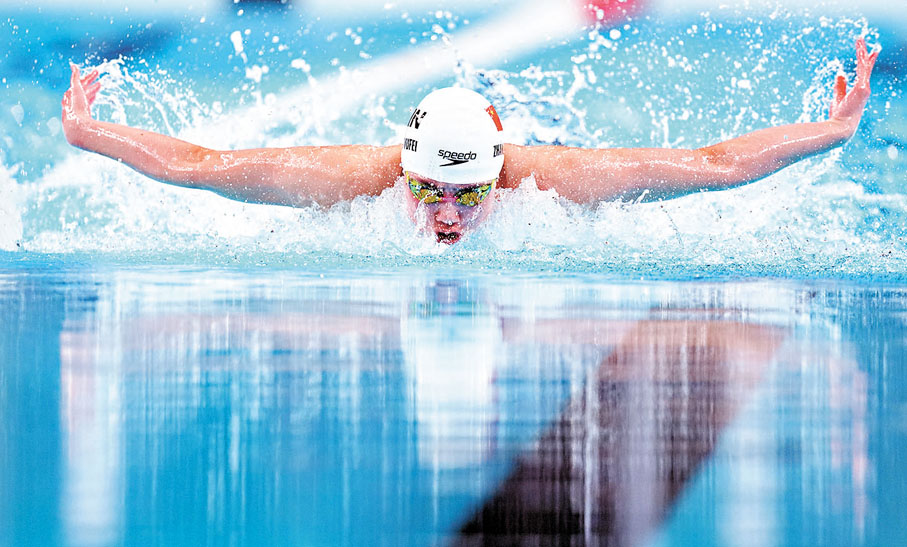 ◆巴黎時間7月28日，張雨霏在比賽中。 新華社