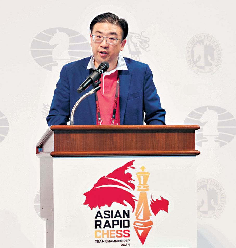 ◆中國香港國際象棋總會名譽會長高鼎國發言。 公關提供