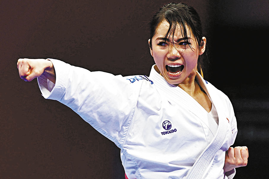 ◆2022杭州亞運會上，劉慕裳再次摘得一枚銅牌，包辦了連續五個大型國際運動會的空手道女子項目銅牌。 圖為劉慕裳在2022年杭州亞運會比賽中。 資料圖片