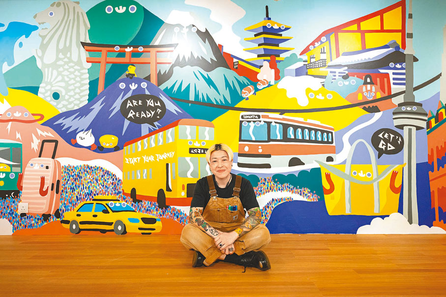 ◆Zoie為展覽特意設計的一幅手繪壁畫