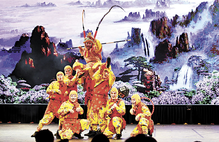 ◆浙江婺劇藝術研究院演員演出《金猴鬧春》。