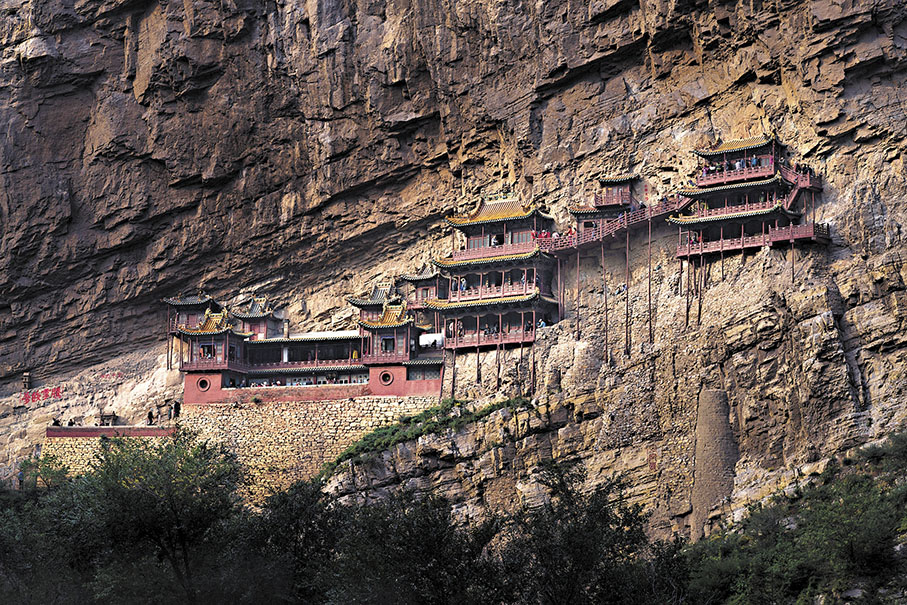 ● 恒山懸空寺是佛、道、儒「三教合一」的寺廟。 作者供圖