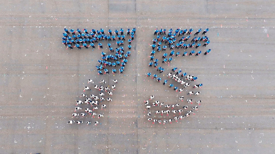 ●鄧炳強檢閱青年團團員。