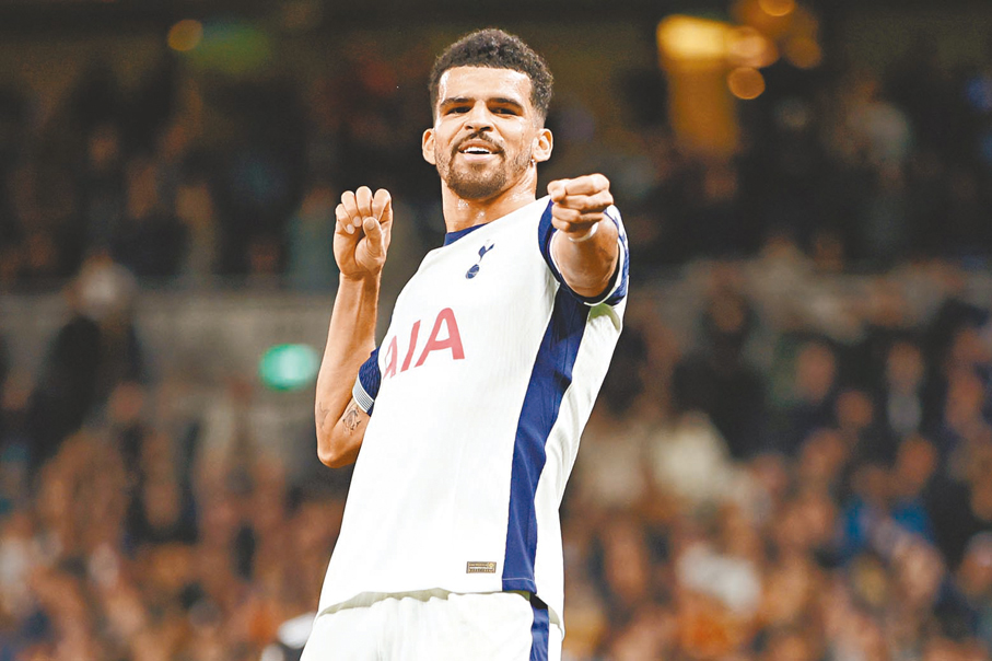 ●同樣是今夏前鋒新援，熱刺的蘇蘭基則剛剛打破入球荒，有助打起信心。  資料圖片