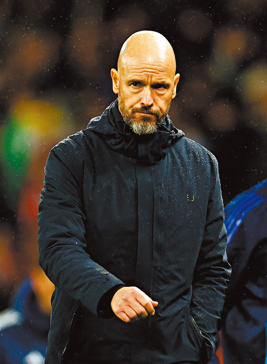 ●曼聯領隊坦哈格始終未能改善到根本問題。  資料圖片