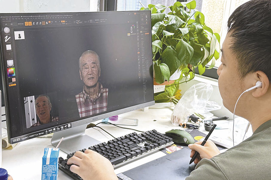 ●修模師正在對採集到的三維圖像進行精細修復調整。  香港文匯報記者李紫妍 攝