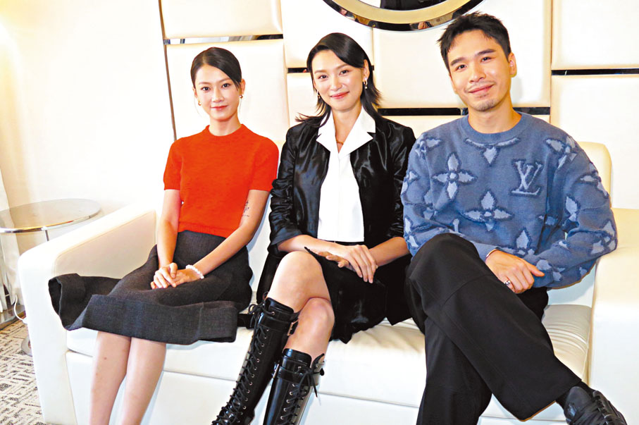 ●左起：廖子妤、王丹妮與梁仲恆對於今次頂熱演消防員印象深刻。