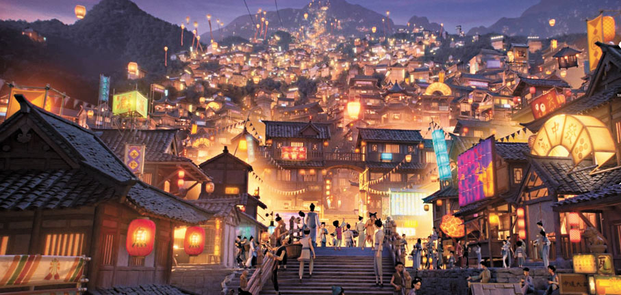 ●《落凡塵》中，創作者以瑰麗的想像進行了美輪美奐的場景設計。