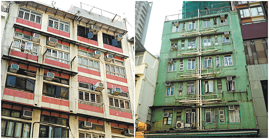 ●幗蘋樓（左）和龍威大廈（右）成為首批由市區重建局及香港房屋經理學會安排試行「聯廈聯管」管理模式的大廈。 物監局網站圖片