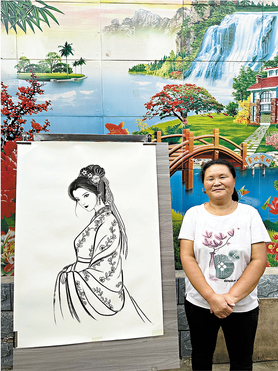 ●丁春梅鍾愛古風仕女圖。香港文匯報山東傳真