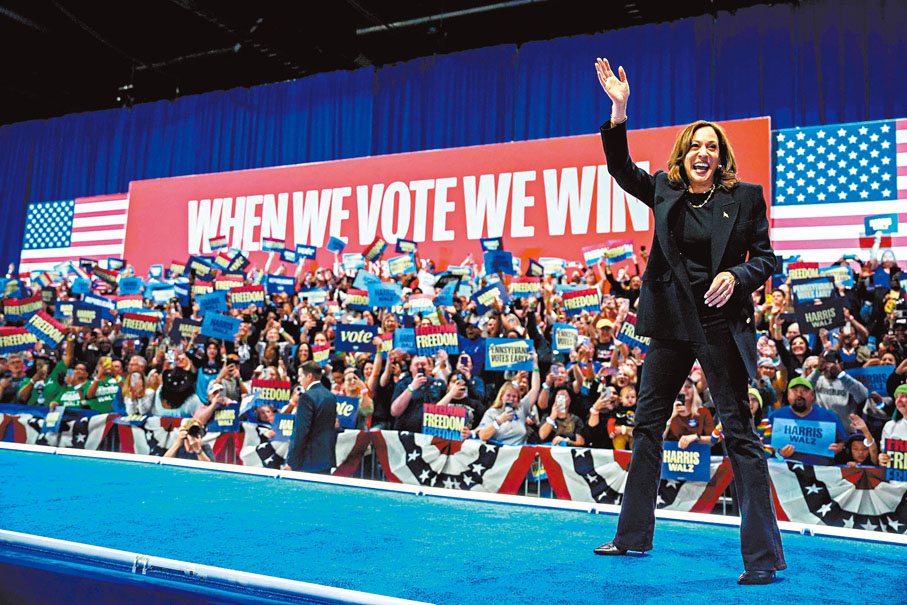 ●哈里斯一旦丟失賓州，須在餘下6個搖擺州中取得最少4個方可勝出。資料圖片