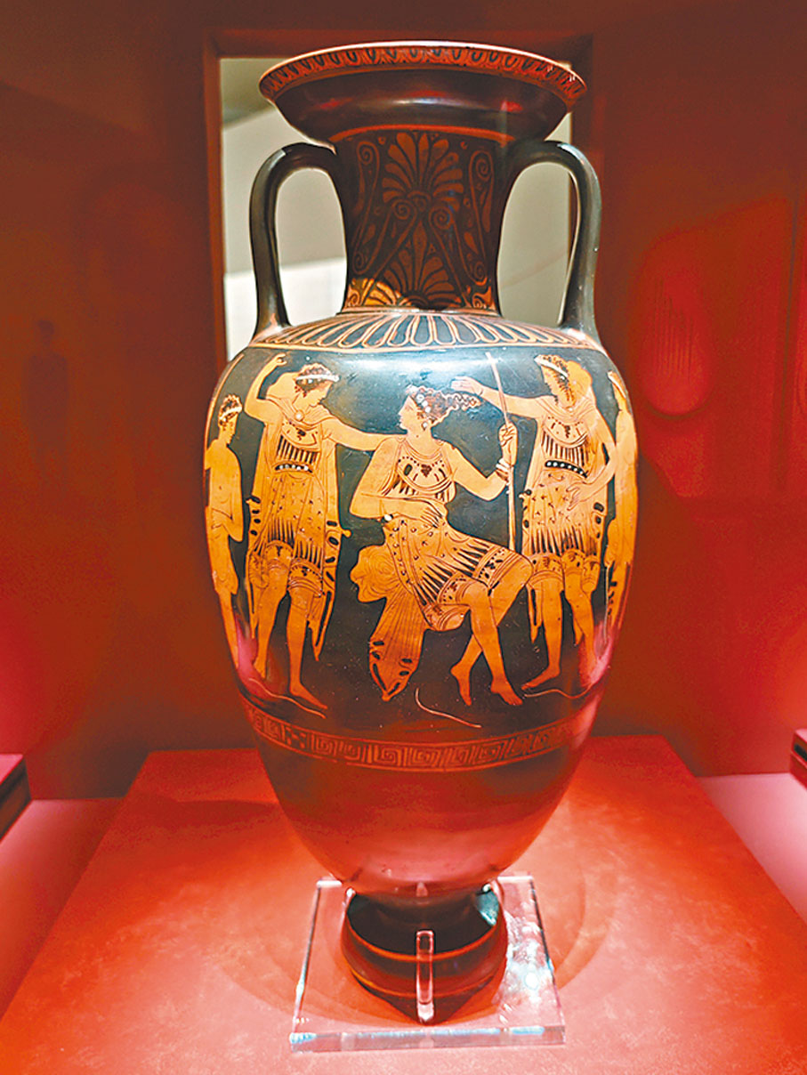 ●阿提卡黑底紅畫雙耳罐（公元前400一前390年）