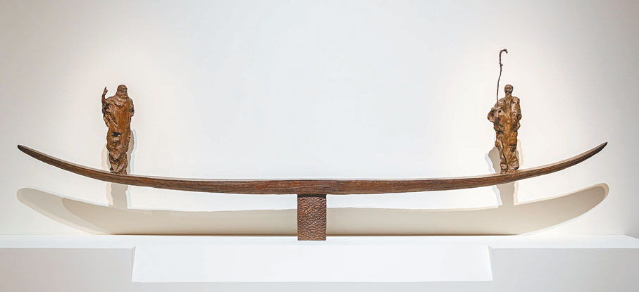 ●吳為山《在一條船上——達芬奇與齊白石的神遇》