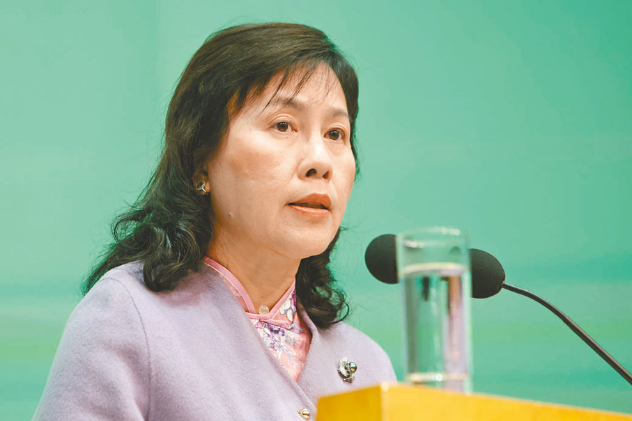 ●陳美寶會見傳媒。中通社