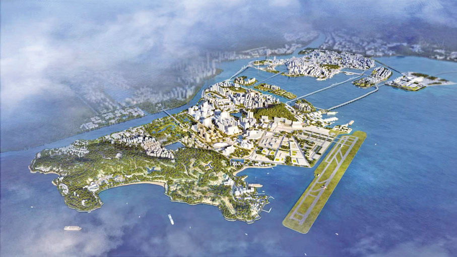 ●《澳門特別行政區城市總體規劃（2020-2040）》為澳門描繪發展藍圖。圖為澳門日景模擬圖。