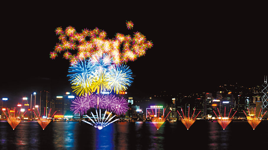 ●煙花特效「繁花盛放」以全新顏色及嶄新技術帶來多層次煙花。 旅發局模擬圖片