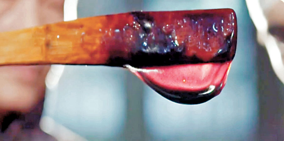 ●收膏，像掛的旗，這種狀態意味着沒有水分了。