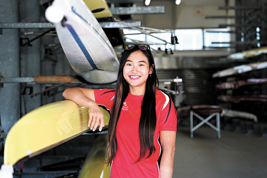 ●梁瓊允為自己奮鬥7年的賽艇生涯寫下輝煌一頁。香港文匯報記者張發兒 攝