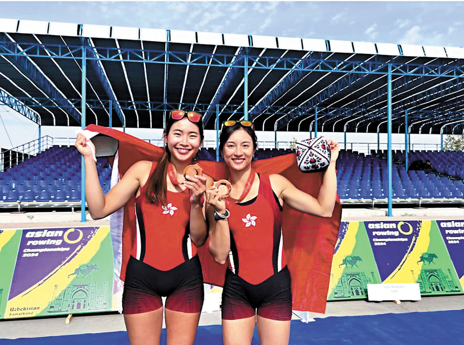 ●梁瓊允（左）在今年的亞洲賽艇錦標賽取得銅牌。 梁瓊允Ig圖片