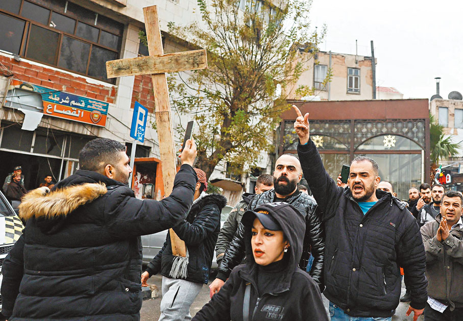 ●敘基督徒在全國各地發起示威。路透社