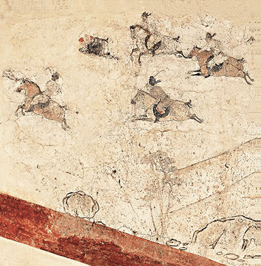 ●唐章懷太子墓壁畫《馬球圖》　陝西歷史博物館